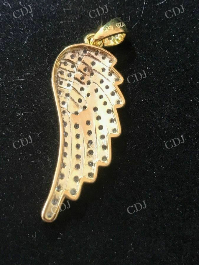 Round Diamond Angel Wing Gold Pendant  customdiamjewel   