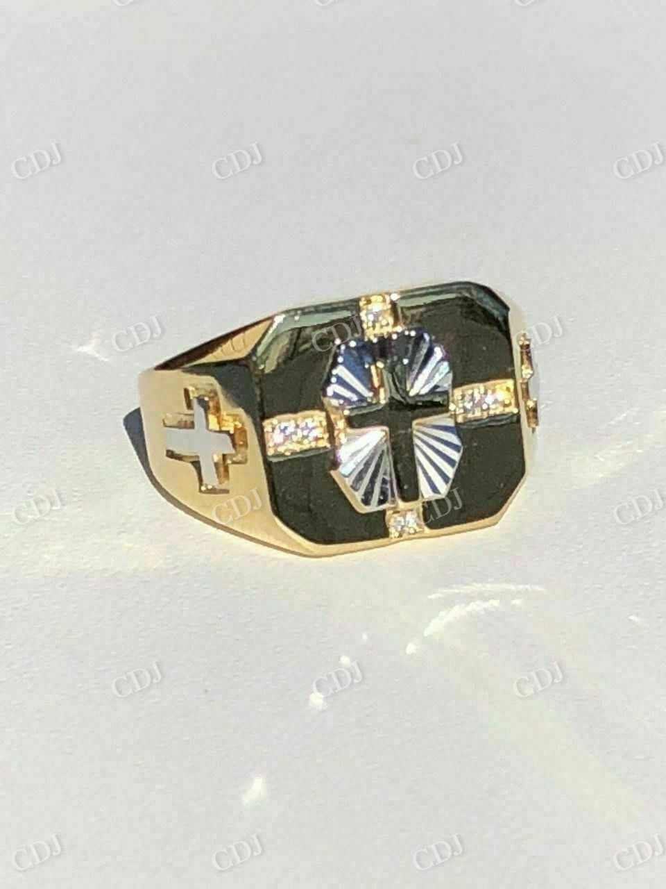 14k Solid Gold Cross Diamond Ring  customdiamjewel   