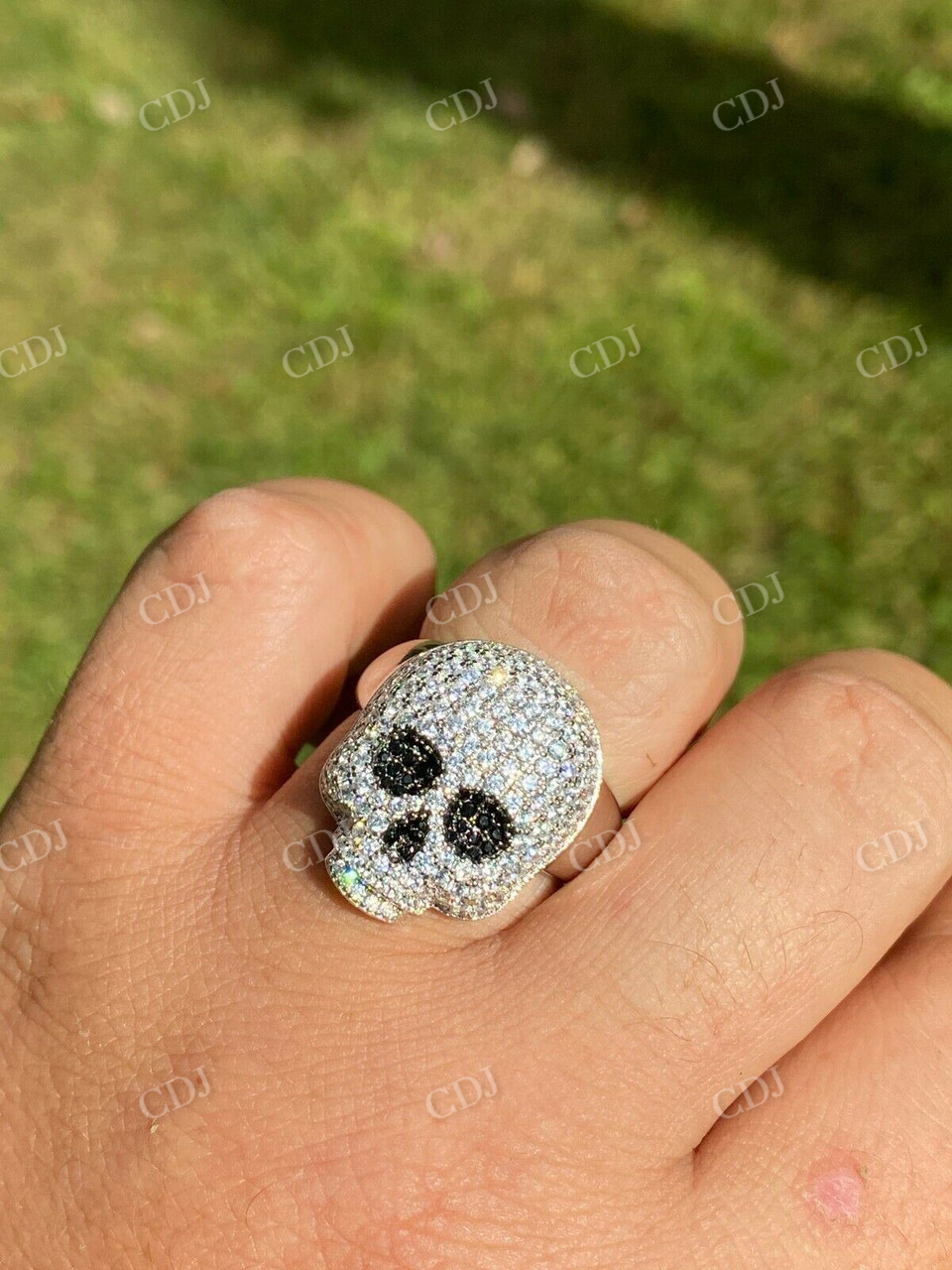 Hip Hop Skull Santa Muerte Iced Diamond Ring  customdiamjewel   