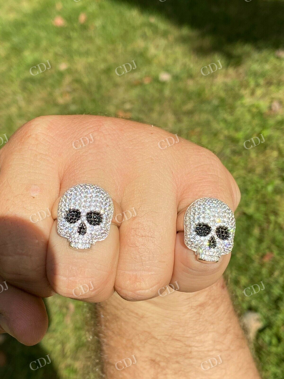 Hip Hop Skull Santa Muerte Iced Diamond Ring  customdiamjewel   