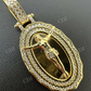 14K Gold Iced Jesus Oval Medallion Pendant  customdiamjewel   