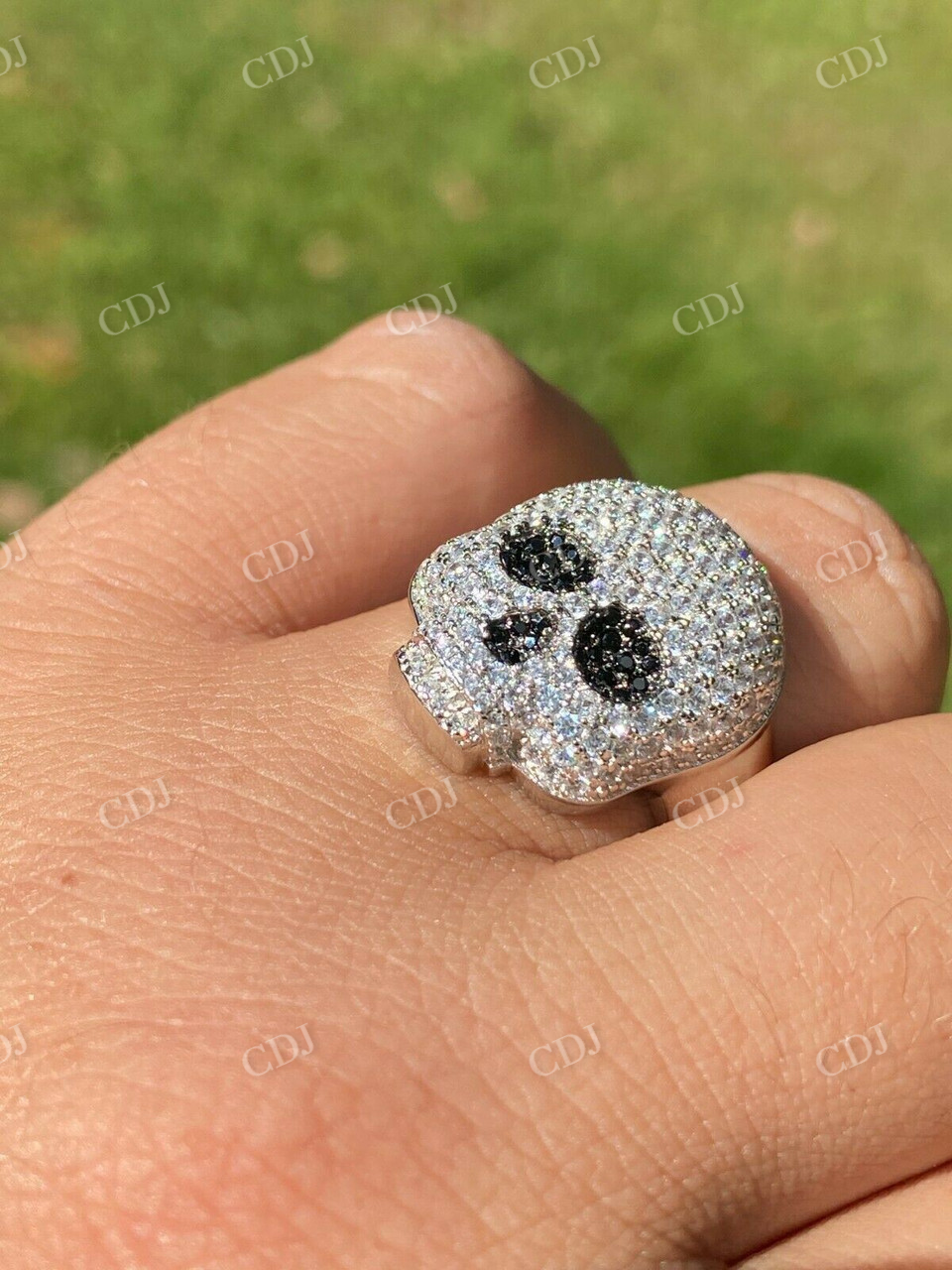 Hip Hop Skull Santa Muerte Iced Diamond Ring  customdiamjewel   