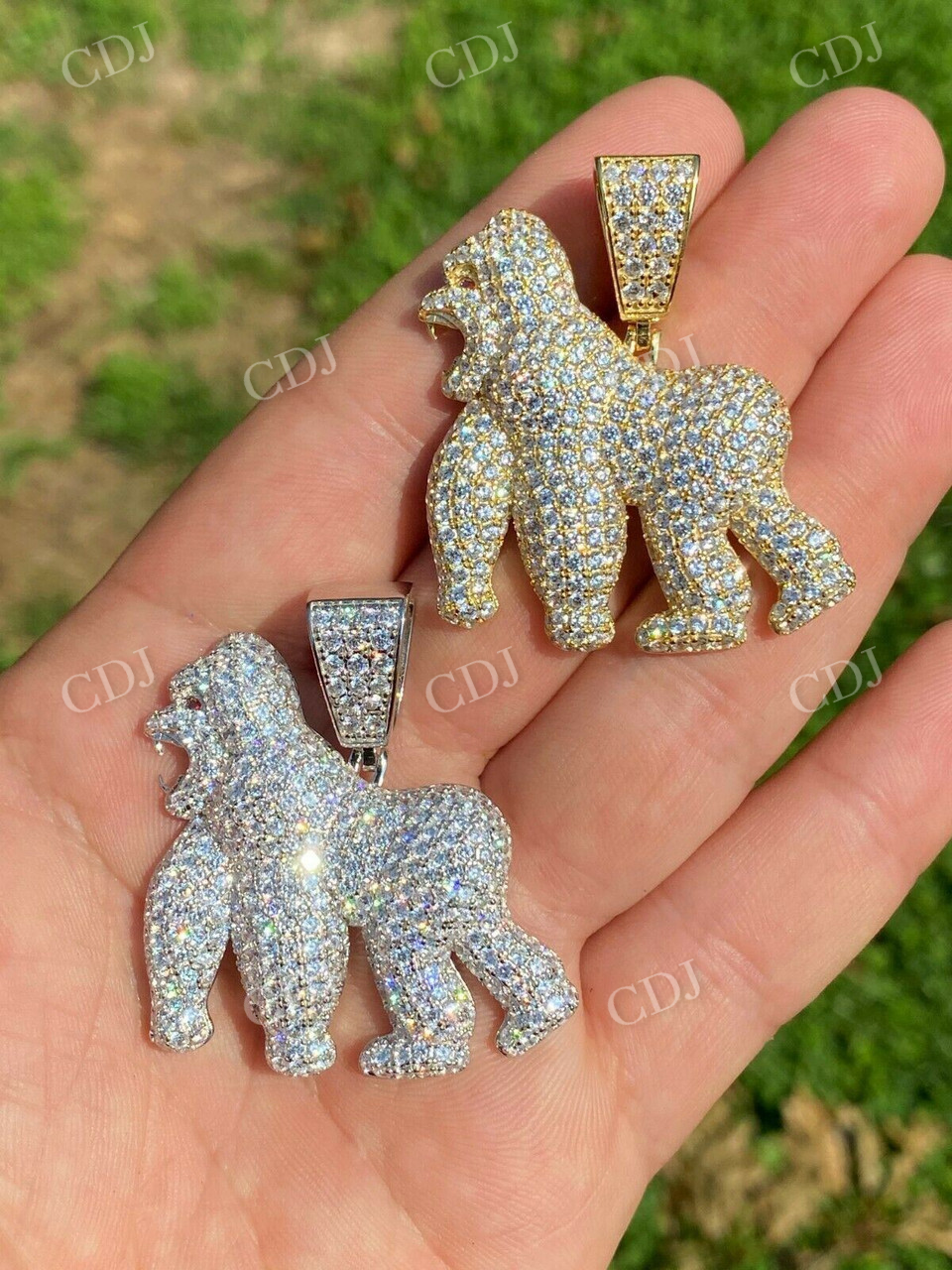 14K Gold Diamond Gorilla Hip Hop Pendant  customdiamjewel   