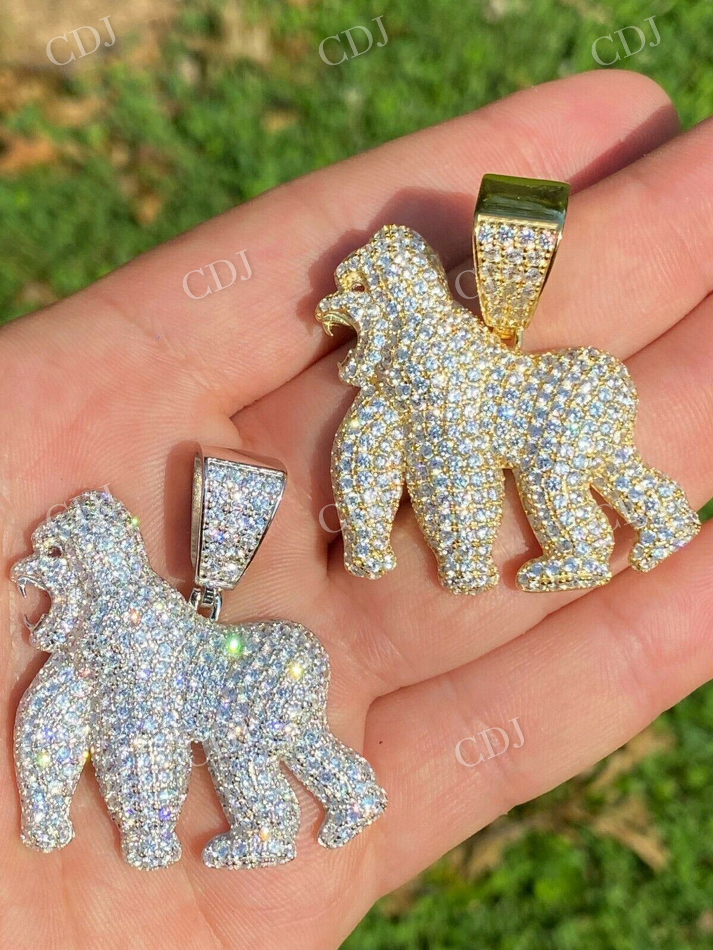 14K Gold Diamond Gorilla Hip Hop Pendant  customdiamjewel   