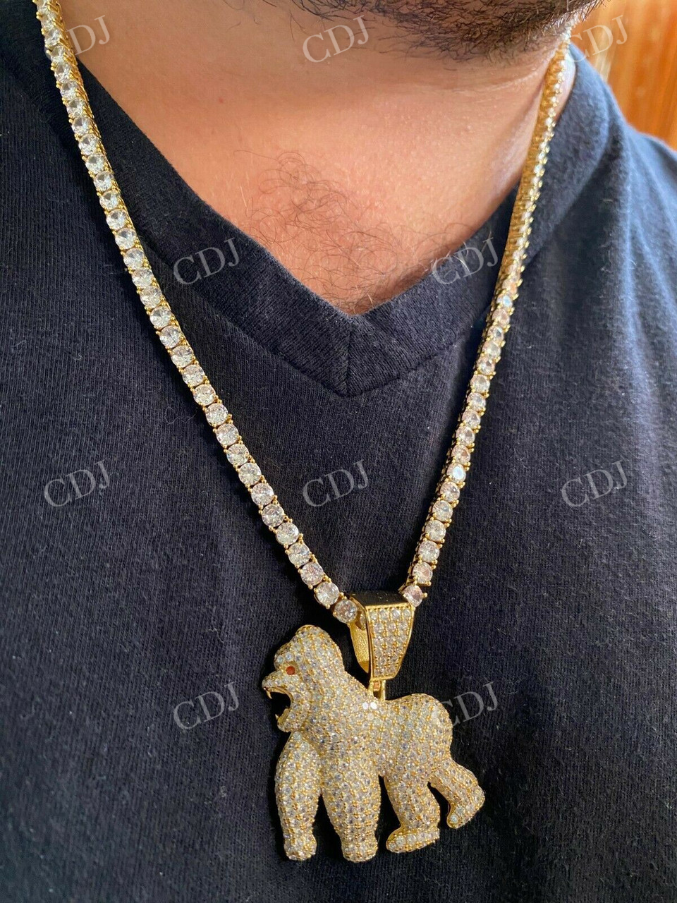 14K Gold Diamond Gorilla Hip Hop Pendant  customdiamjewel   