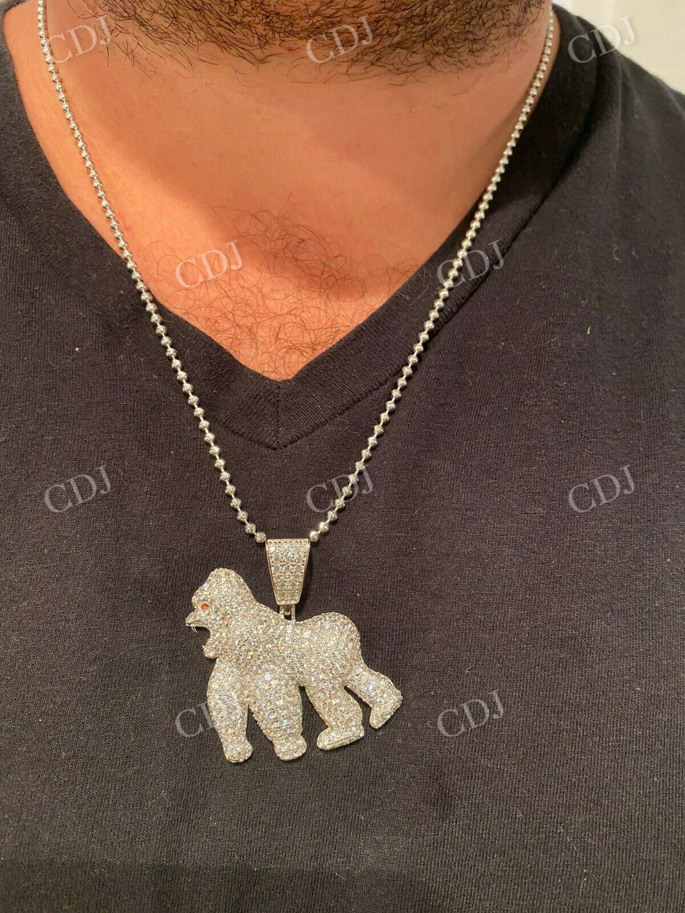 14K Gold Diamond Gorilla Hip Hop Pendant  customdiamjewel   