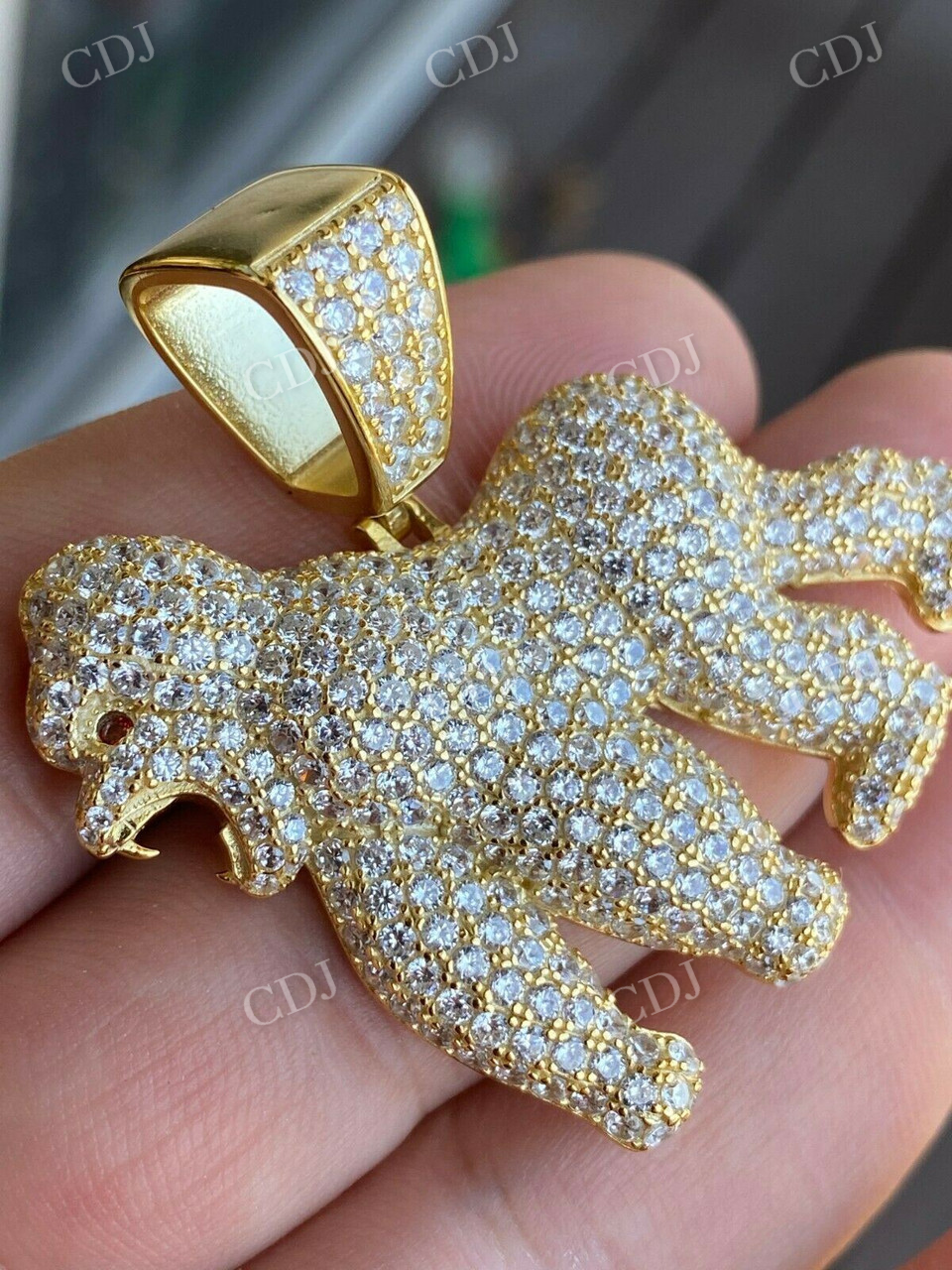 14K Gold Diamond Gorilla Hip Hop Pendant  customdiamjewel   