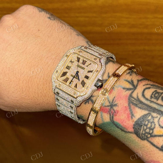 Iced Out Studed Hip Hop Diamond Watch For Men hip hop jewelry CustomDiamJewel   