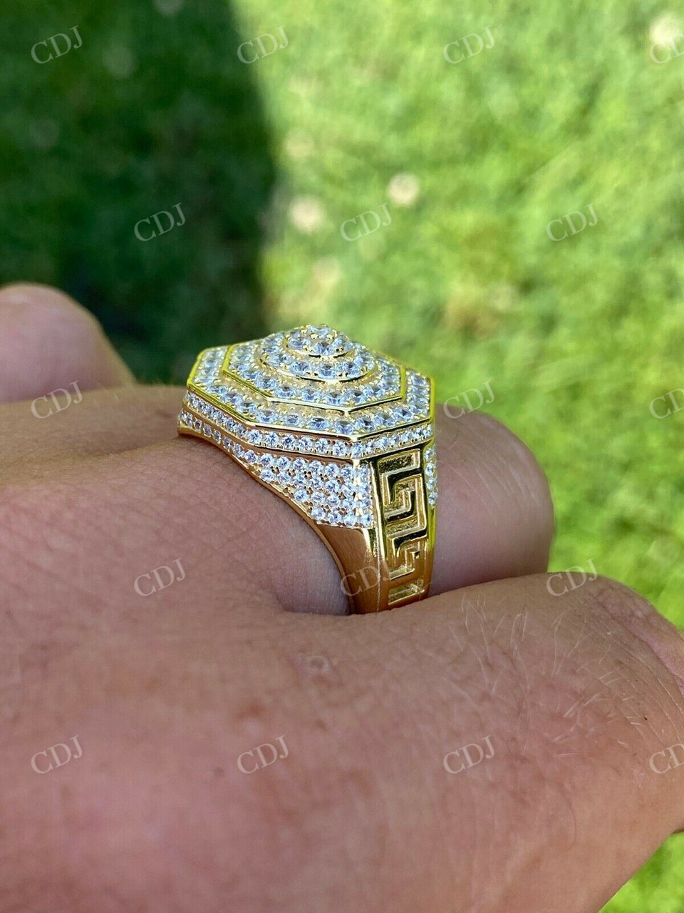 Super Iced Large Men's 14k Gold Solid Hip Hop Ring  customdiamjewel   