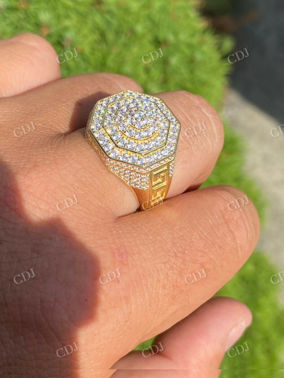 Super Iced Large Men's 14k Gold Solid Hip Hop Ring  customdiamjewel   