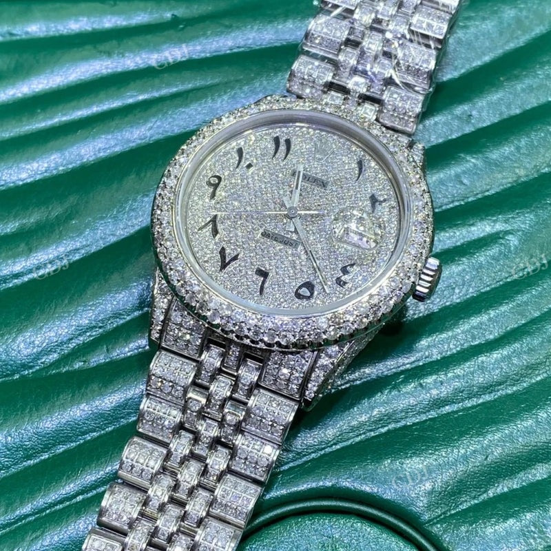 Hip Hop Fully Iced Out Diamond Watch  customdiamjewel   