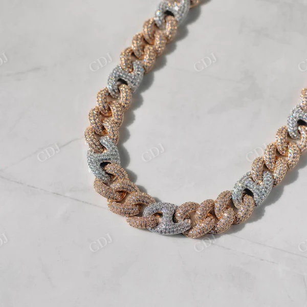 Two Tone Diamond Cuff Cuban Chain Necklace  customdiamjewel   