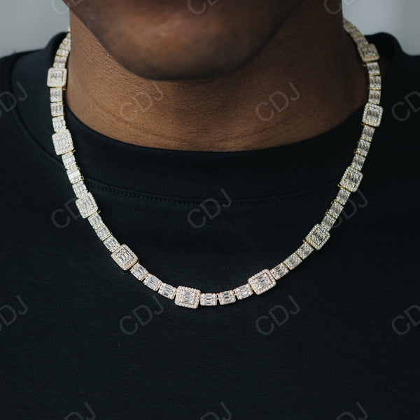 Baguette Round Diamond Iced Out Hip Hop Tennis Chain  customdiamjewel   