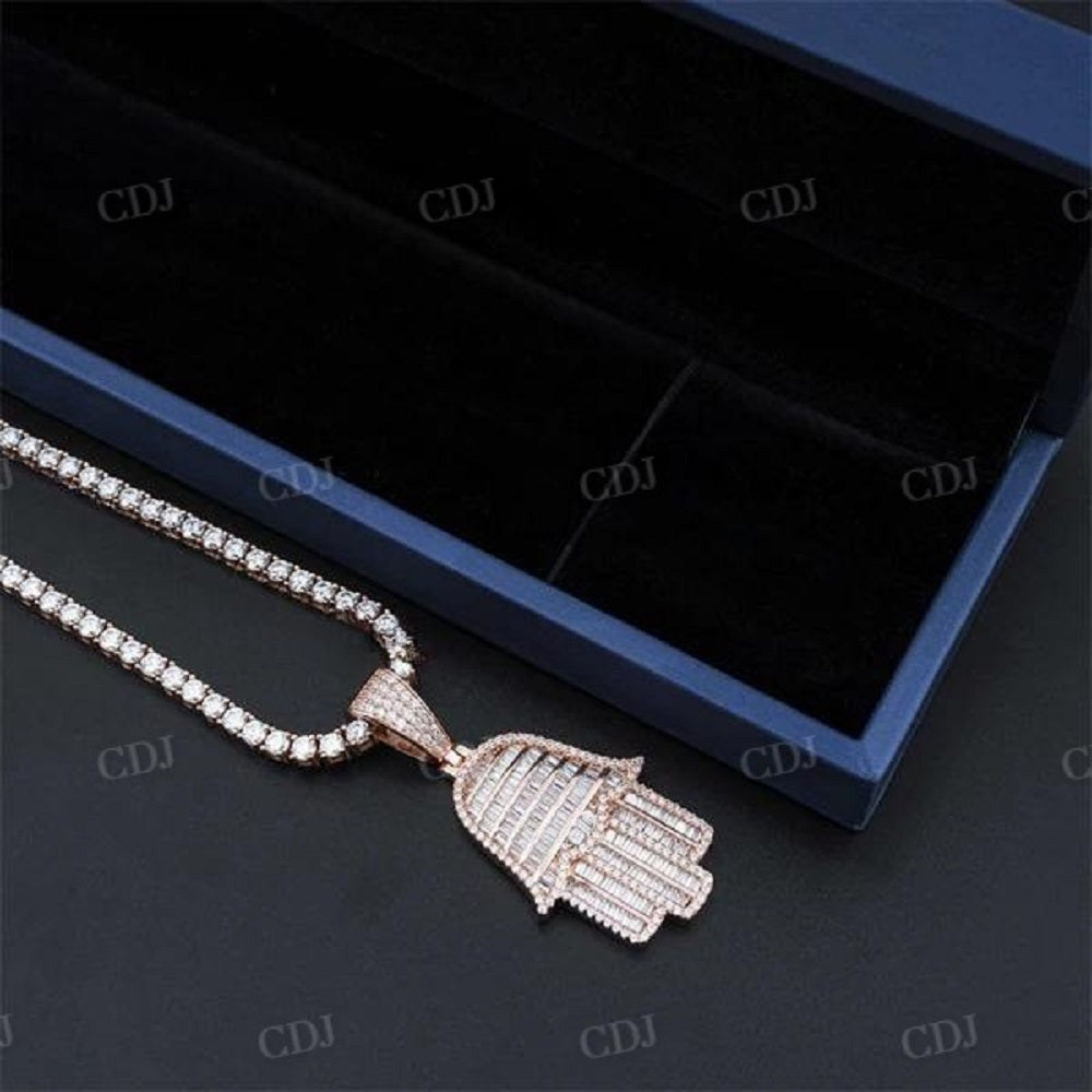 Men Jewelry Hip Hop Hamsa Diamond Pendant  customdiamjewel   