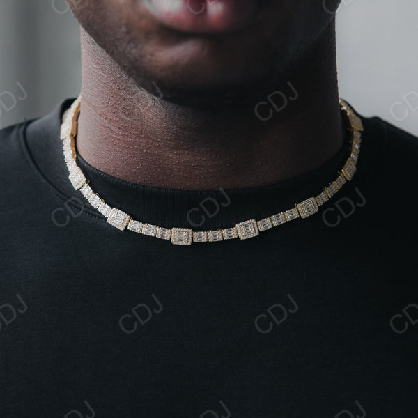 Baguette Round Diamond Iced Out Hip Hop Tennis Chain  customdiamjewel   