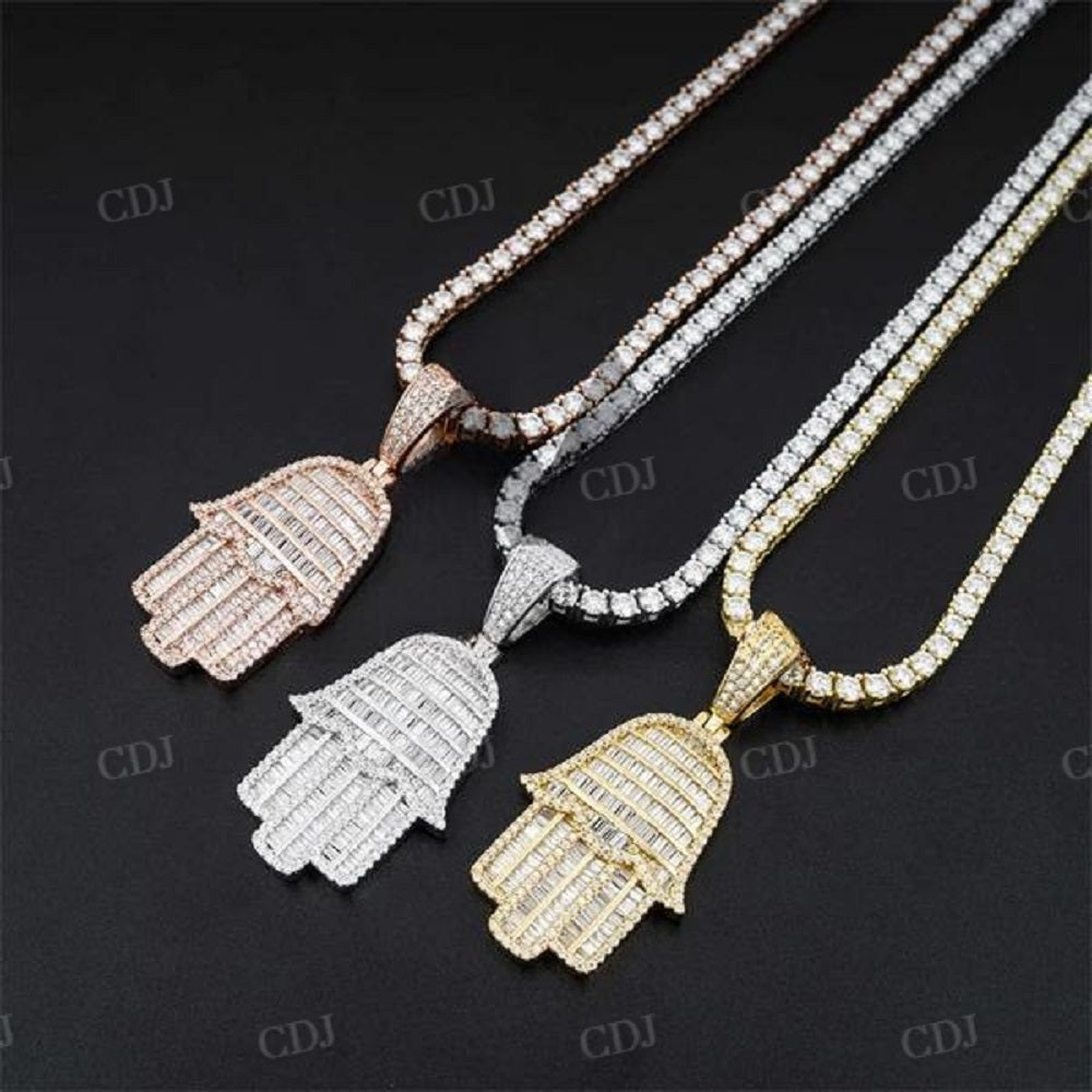 Men Jewelry Hip Hop Hamsa Diamond Pendant  customdiamjewel   