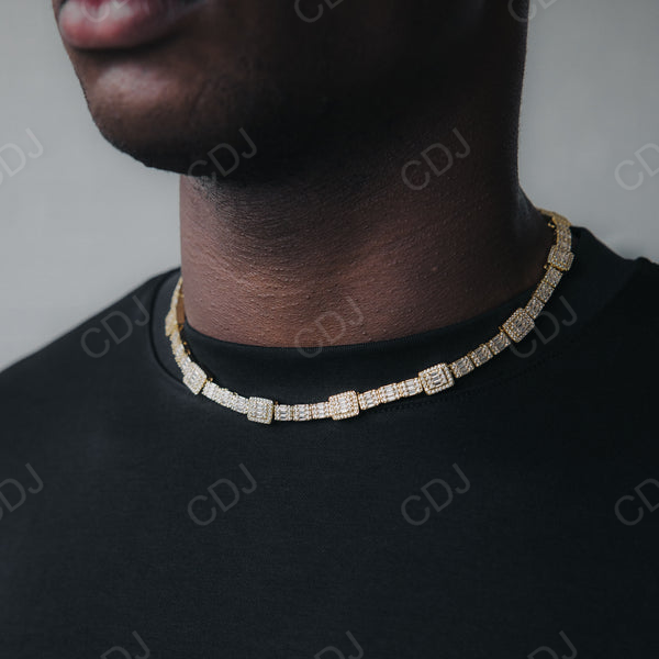 Baguette Round Diamond Iced Out Hip Hop Tennis Chain  customdiamjewel   