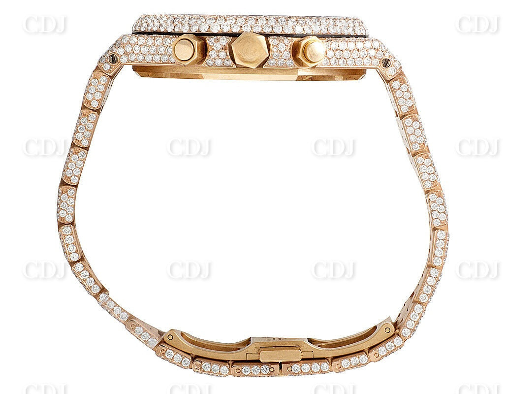 Real Diamond Watch Mens Audemars Piguet Rose Gold Plated Royal Oak 41MM Diamond Watch 31.75 CTW (Approx)  customdiamjewel   