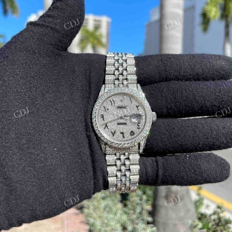 Hip Hop Fully Iced Out Diamond Watch  customdiamjewel   