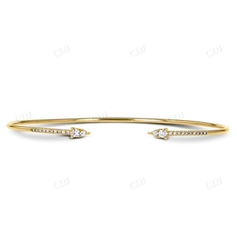 0.30CTW CVD Diamond Open Cuff Bangle Bracelet  customdiamjewel 10KT Solid Gold Yellow Gold VVS-EF