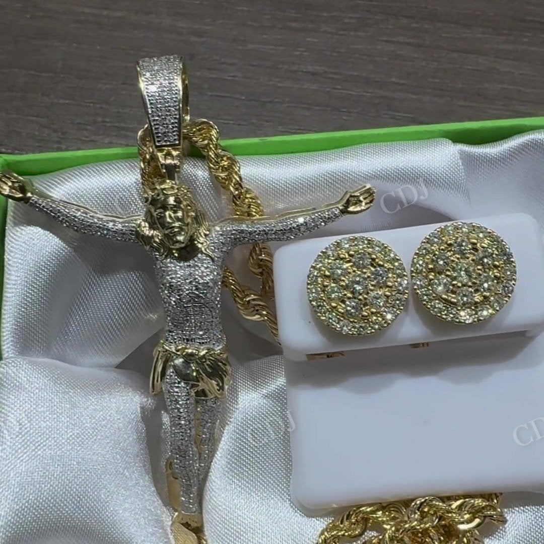 14K Yellow Gold Christ jesus Hip Hop Pendant hip hop jewelry CustomDiamJewel   