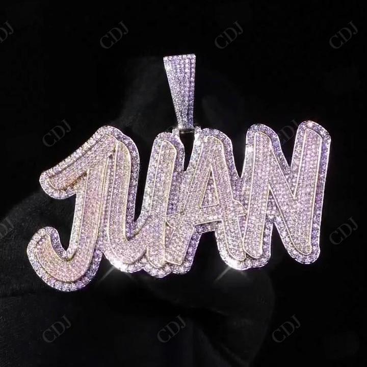 Fully Iced Out Two Tone JUAN Letter Pendant hip hop jewelry CustomDiamJewel   