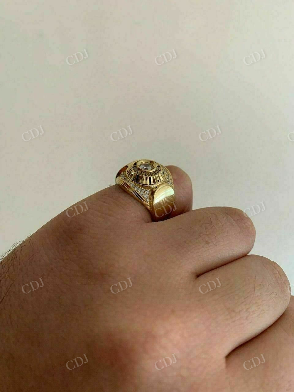 Round Cluster 14k Yellow Gold Hip Hop Ring  customdiamjewel   