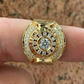 Round Cluster 14k Yellow Gold Hip Hop Ring  customdiamjewel   