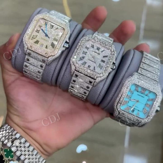 Fully Iced Out Moissanite Luxury Diamond Watch hip hop jewelry CustomDiamJewel   