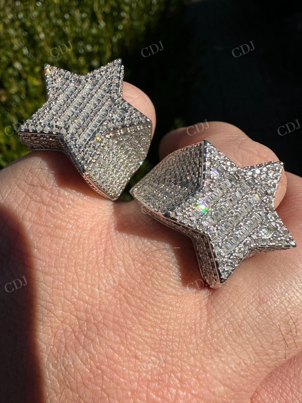 Hip Hop Iced Out Baguette Star Shaped Diamond Ring  customdiamjewel   