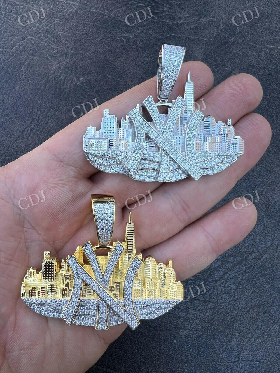 Hip Hop New York NYC Skyline Icy Pendant  customdiamjewel   