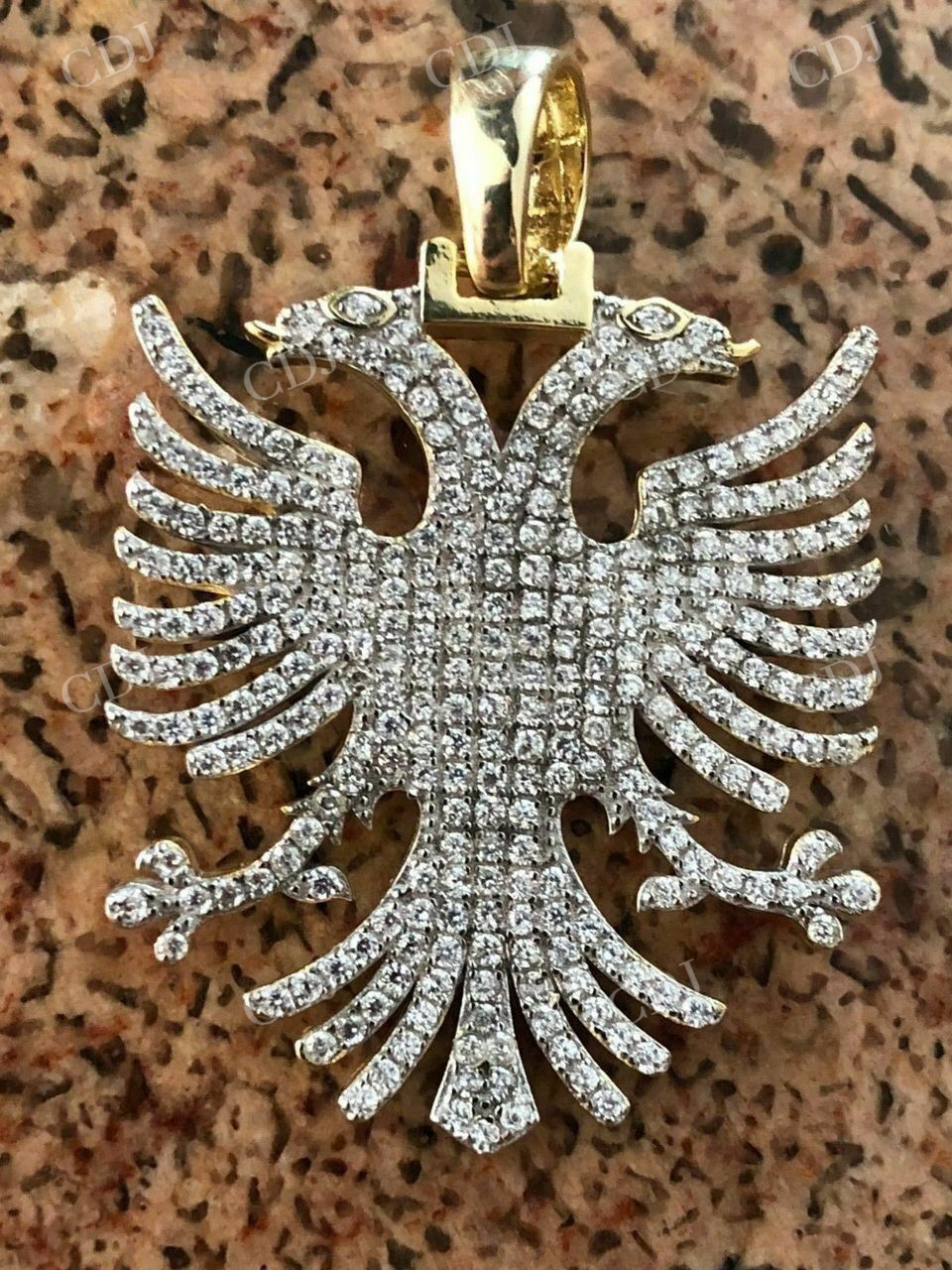 Albanian Kosova Two Headed Eagle Diamond Pendant  customdiamjewel   