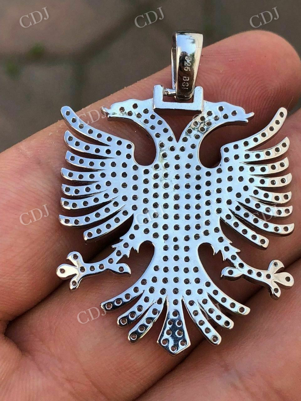 Albanian Kosova Two Headed Eagle Diamond Pendant  customdiamjewel   