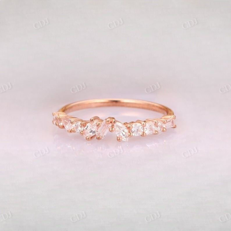 0.62CT Cluster Natural Diamond Half Eternity Wedding Band  customdiamjewel 10 KT Solid Gold Rose Gold VVS-EF