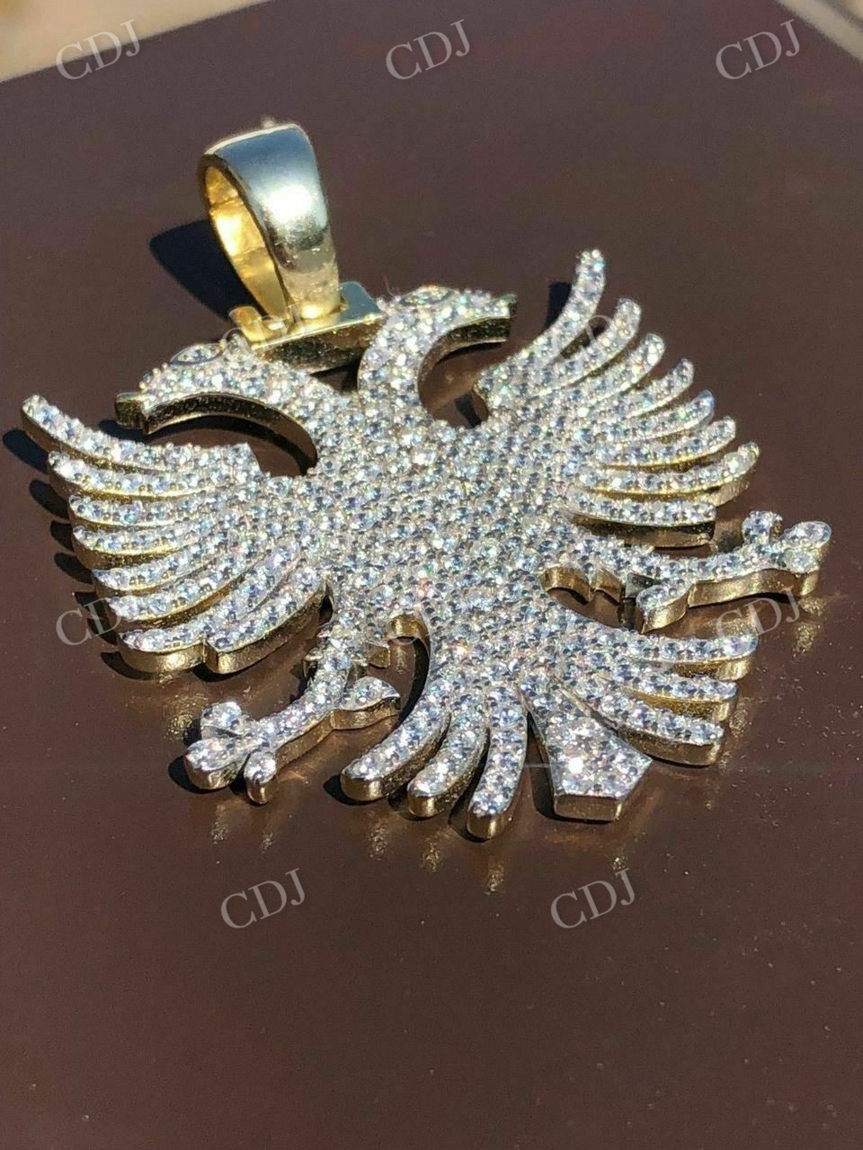 Albanian Kosova Two Headed Eagle Diamond Pendant  customdiamjewel   