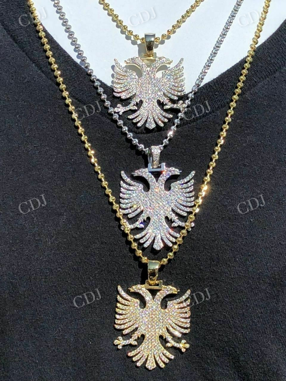 Albanian Kosova Two Headed Eagle Diamond Pendant  customdiamjewel   