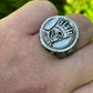 Sterling Silver Death King Skull with Crown Coin Hip Hop Ring  customdiamjewel   