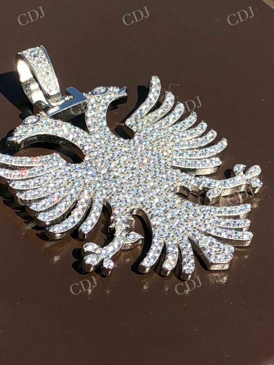 Albanian Kosova Two Headed Eagle Diamond Pendant  customdiamjewel   