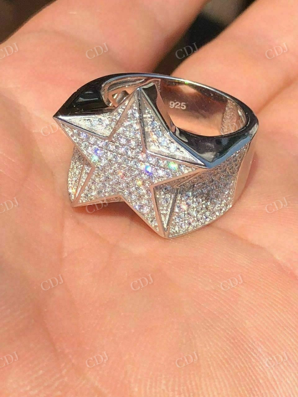 Handmade 3-D Star Hip Hop Pinky Ring  customdiamjewel   