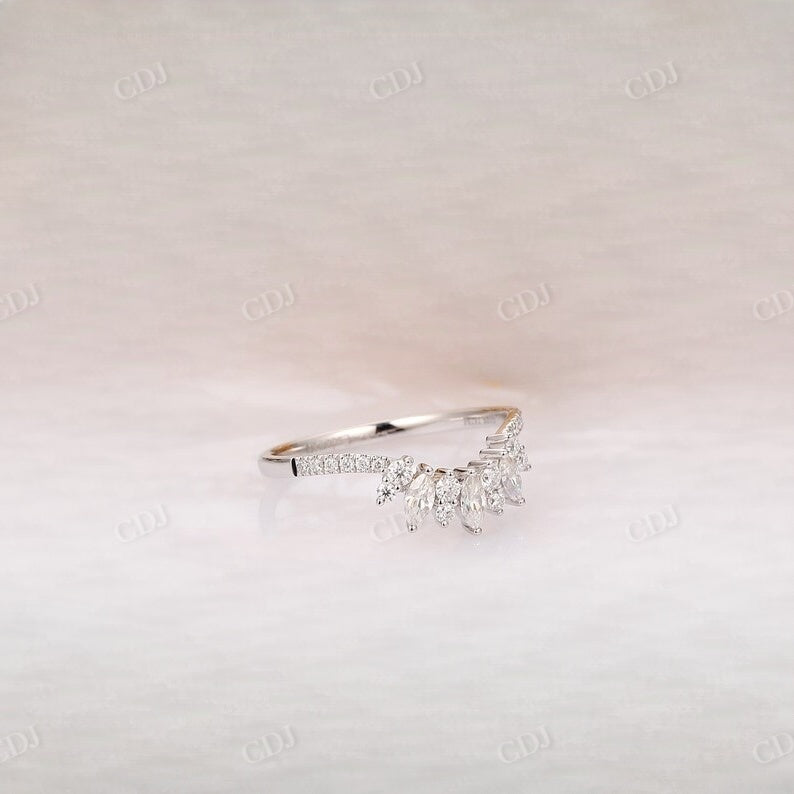 0.28CT Marquise And Round Cut Real Diamond Curved Wedding Band  customdiamjewel   