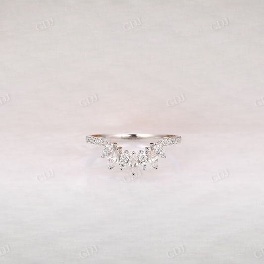 0.28CT Marquise And Round Cut Real Diamond Curved Wedding Band  customdiamjewel 10 KT Solid Gold White Gold VVS-EF