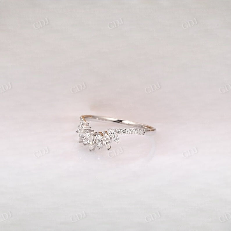 0.28CT Marquise And Round Cut Real Diamond Curved Wedding Band  customdiamjewel   