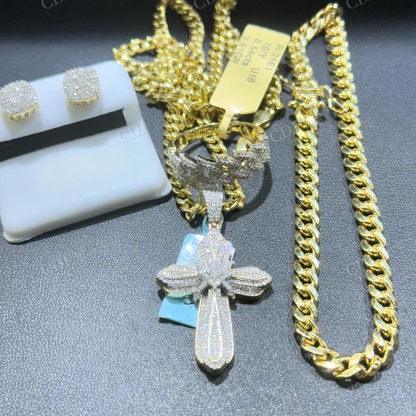 14K Yellow Gold Moissanite Diamond Hip Hop Cross Pendant hip hop jewelry CustomDiamJewel   