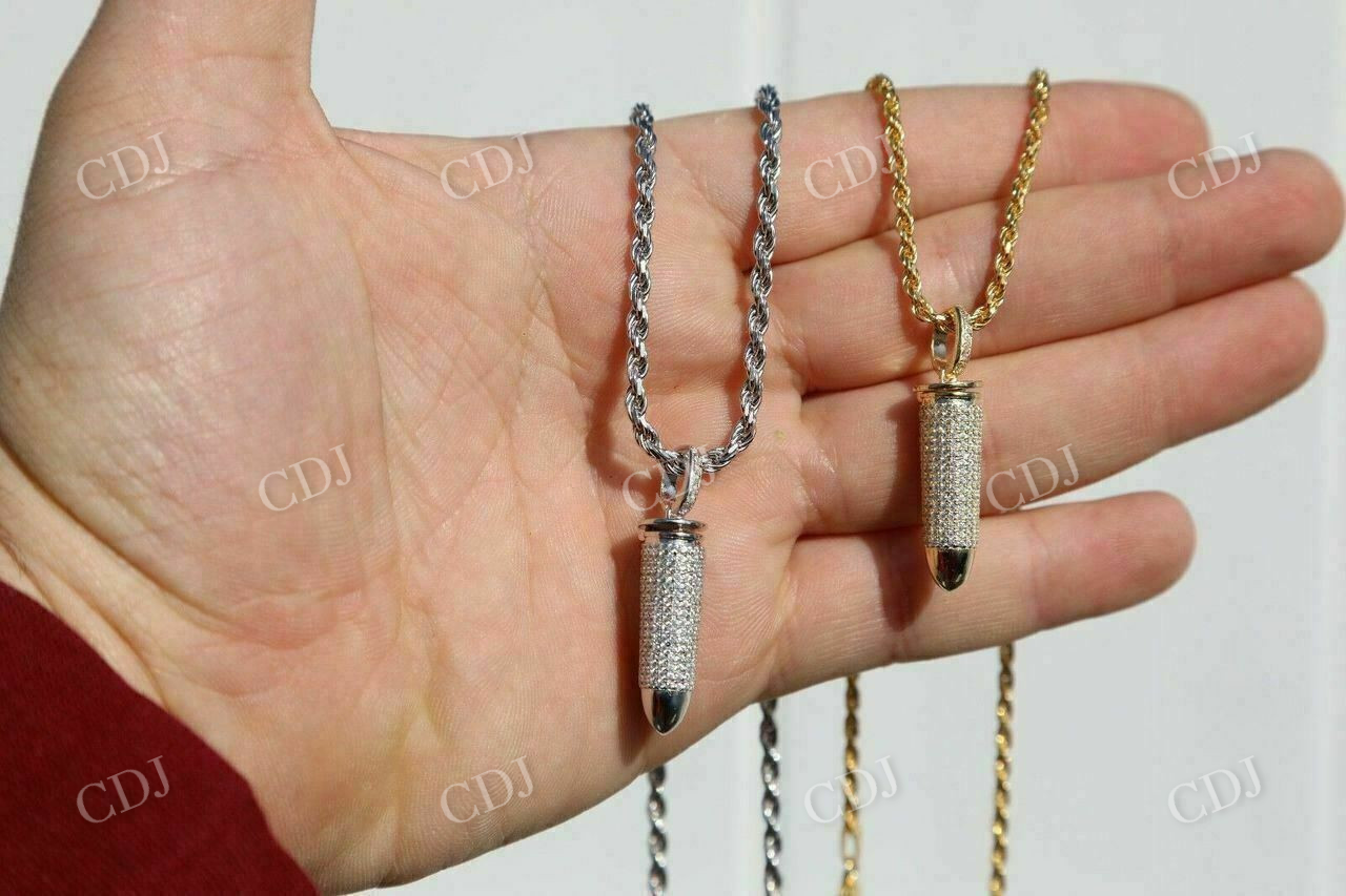 Gold Diamond Bullet Iced Stash Pendant  customdiamjewel   