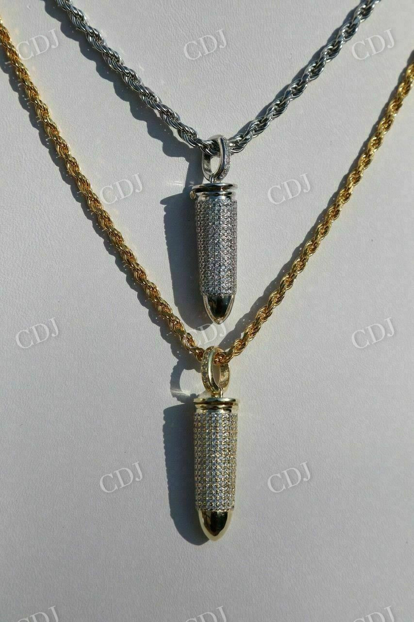 Gold Diamond Bullet Iced Stash Pendant  customdiamjewel   