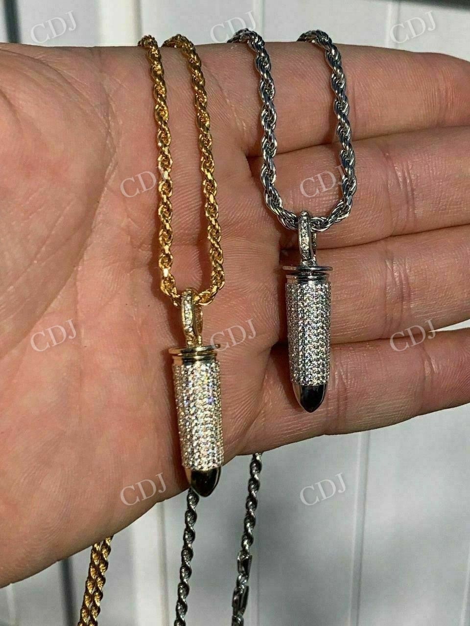 Gold Diamond Bullet Iced Stash Pendant  customdiamjewel   