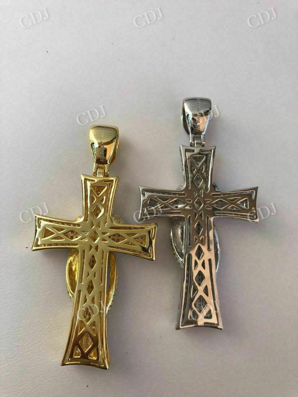 14k Gold Cross Crucifix ICY Diamond Mens Pendant  customdiamjewel   