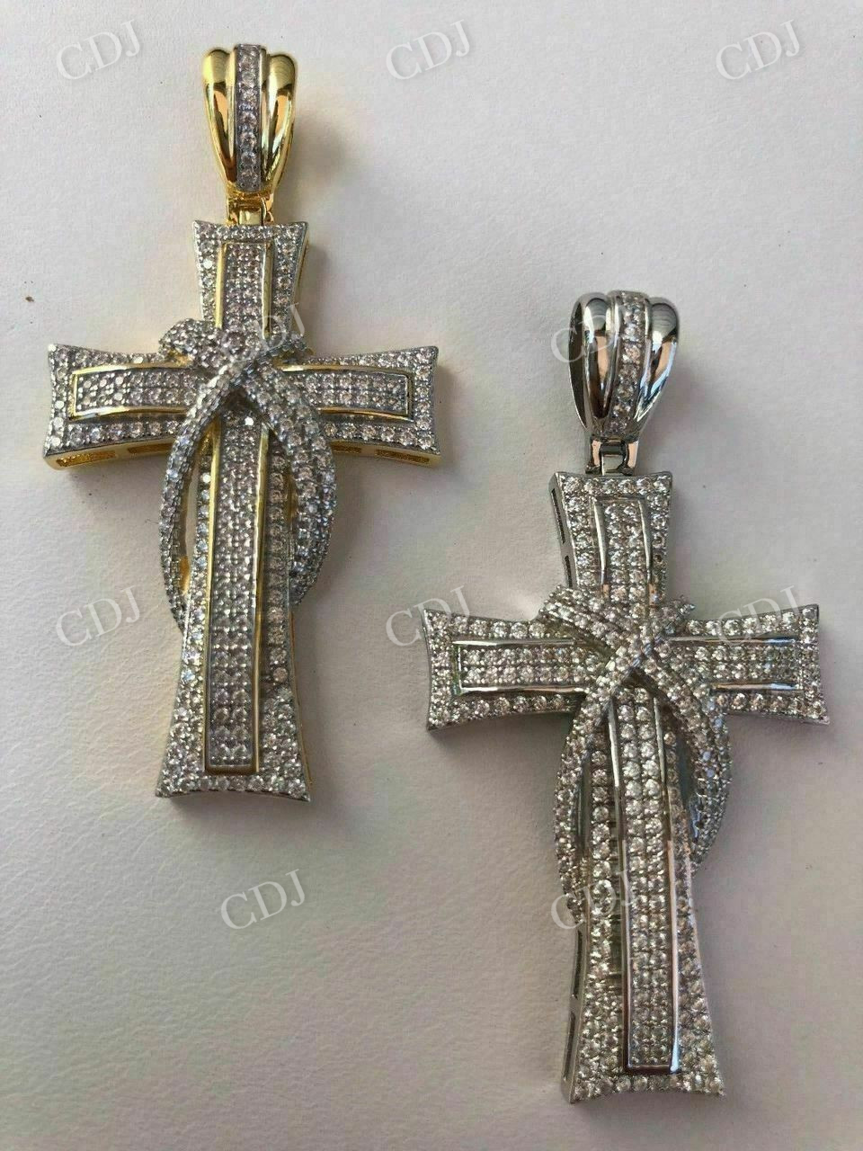 14k Gold Cross Crucifix ICY Diamond Mens Pendant  customdiamjewel   