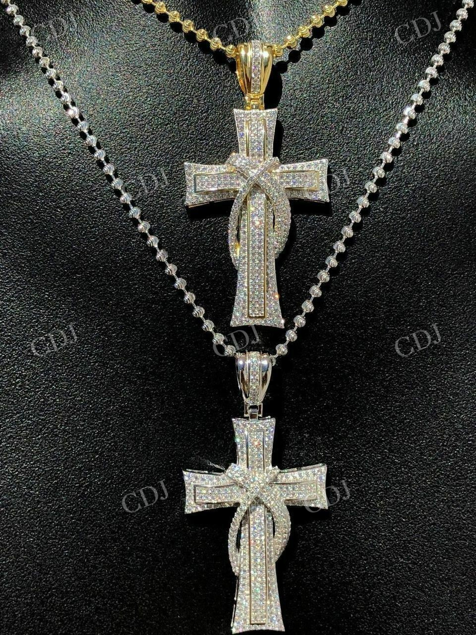 14k Gold Cross Crucifix ICY Diamond Mens Pendant  customdiamjewel   