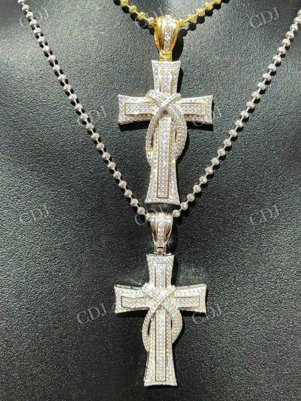 14k Gold Cross Crucifix ICY Diamond Mens Pendant  customdiamjewel   